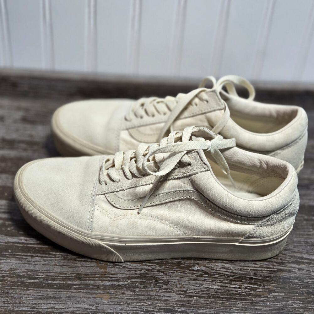 Vans Unisex Off White Leather and Canvas Platform Old Skool Sneaker M7.5 W9 - Picture 3 of 7
